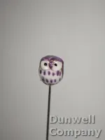 Hatpin – Purple Glass Owl on a Short Shaft
