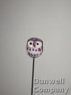 Hatpin – Purple Glass Owl on a Short Shaft