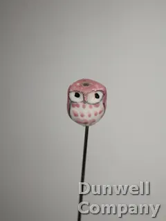 Hatpin – Pink Glass Owl on a Short Shaft