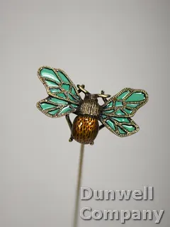 Hatpin – Colorful Bee with Brown body with green wings on a Long Shaft