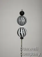 Hatpin – Black and White Stripped Glass Beads on Long Shaft