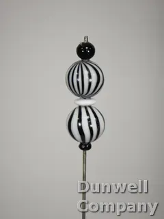 Hatpin – Black and White Stripped Glass Beads on Long Shaft